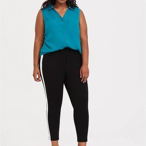 HARPER - TEAL BLUE KNIT TO WOVEN GEORGETTE SLEEVELESS BLOUSE